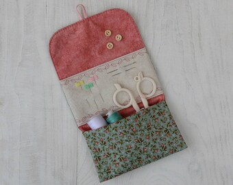 Sewing needle case Scissors storage Small needle book Travel sewing kit Embroidery case Sewing supply Needle house Sewing roll Sewer's gift