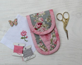 Little scissors case Needlework scissors sleeve Travel sewing storage Cozy scissor pocket Nail scissors pouch Mothers day gift Rose gift