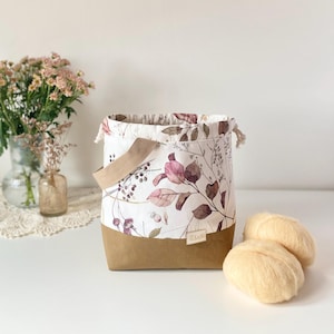 Torba na robótki na drutach z motywem kwiatowym Wildflower Crochet storage Sac à projet Knit on the go Projekt Taschen Handmade Gift for knitters