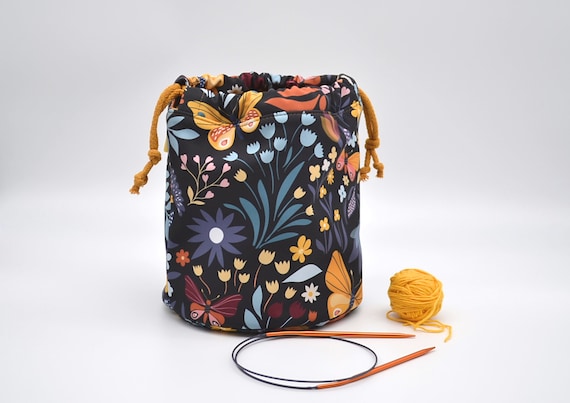 Butterfly Project Bucket Bag Knitting Travel Bag Waterproof Drawstring Project Bag Crochet Tote Knit on the Go Sac a Tricot Etsy