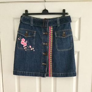 Clip belt utility denim skirt best sale