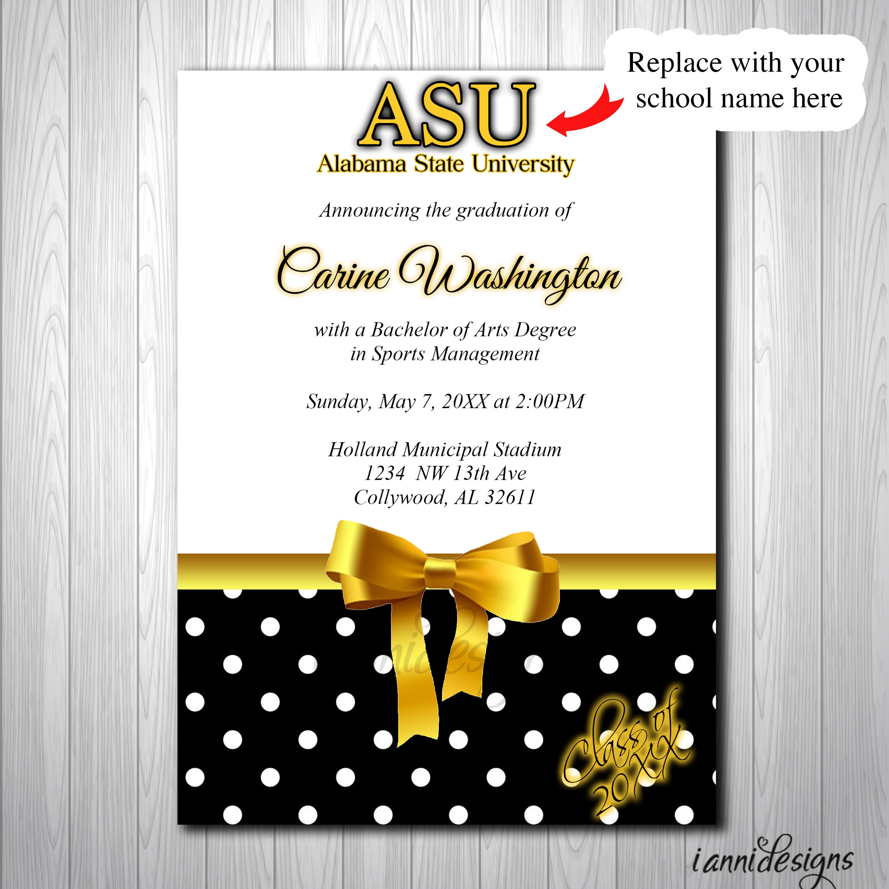 Alabama State University ASU Graduation Invitation Etsy