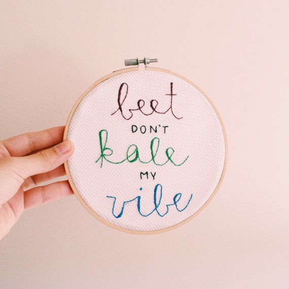 Items similar to Beet Don't Kale My Vibe // Needlepoint // Cross stitch