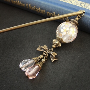 Hair stick - japanese tensha kanzashi metal or wood hair pin bun decoration hair pick wooden chopstick asian hair piece orient jewellery