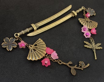 Pettine Giapponese Kanzashi Fiore Di Ciliegio Sakura – Accessorio Per Capelli Cosplay - Foto 3