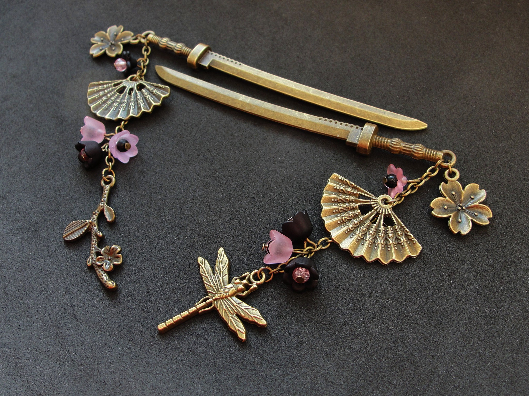 Single Or Set Japanese Hair Sticks Frosted Pink And Black Etsy