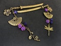 Single or set Japanese hair sticks, purple flowers, short katana bun holders suitable for thin hair