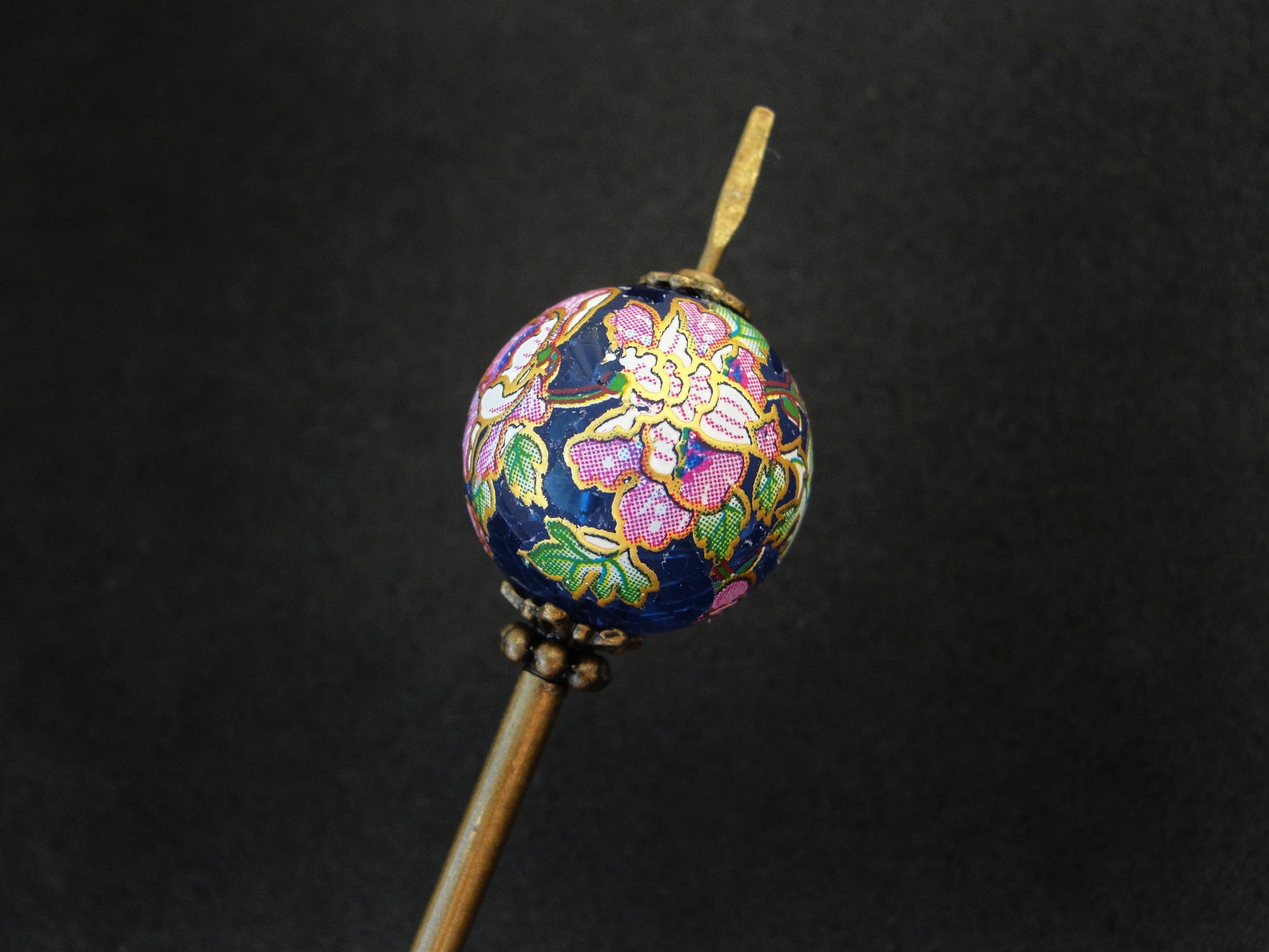 Flower Tama Kanzashi Navy Tensha Hairpin Asian Pick Japanese Etsy