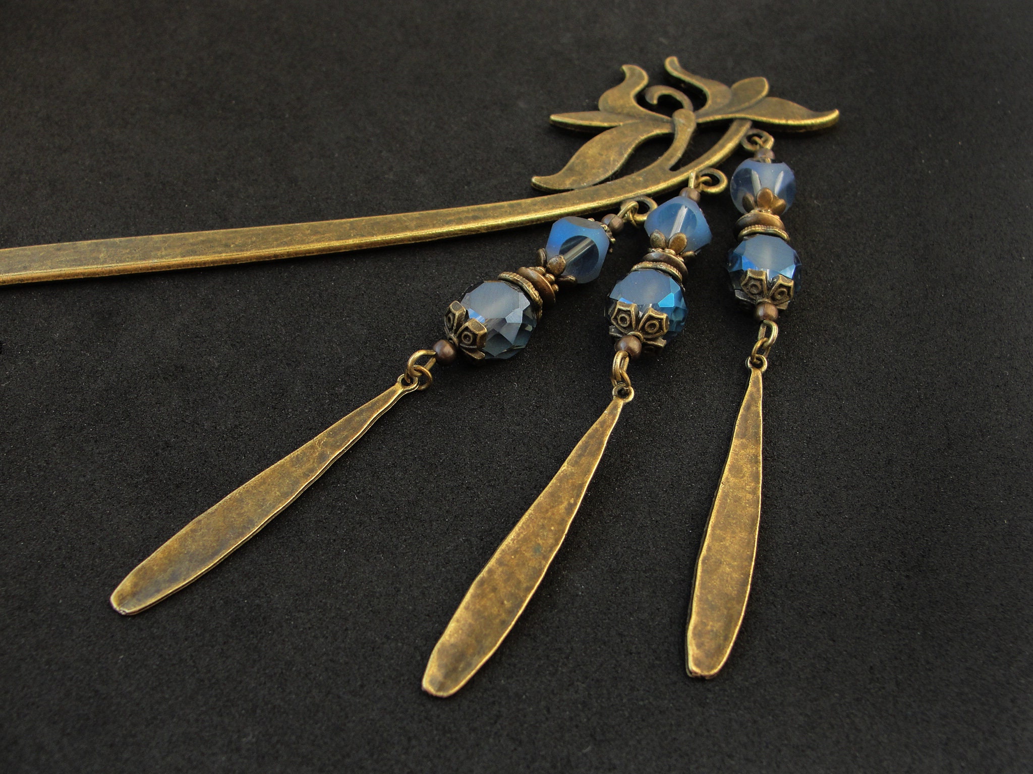 Ebenholz Haarstab Mit Katzen Design - Handgefertigte Haarnadel Aus Naturholz