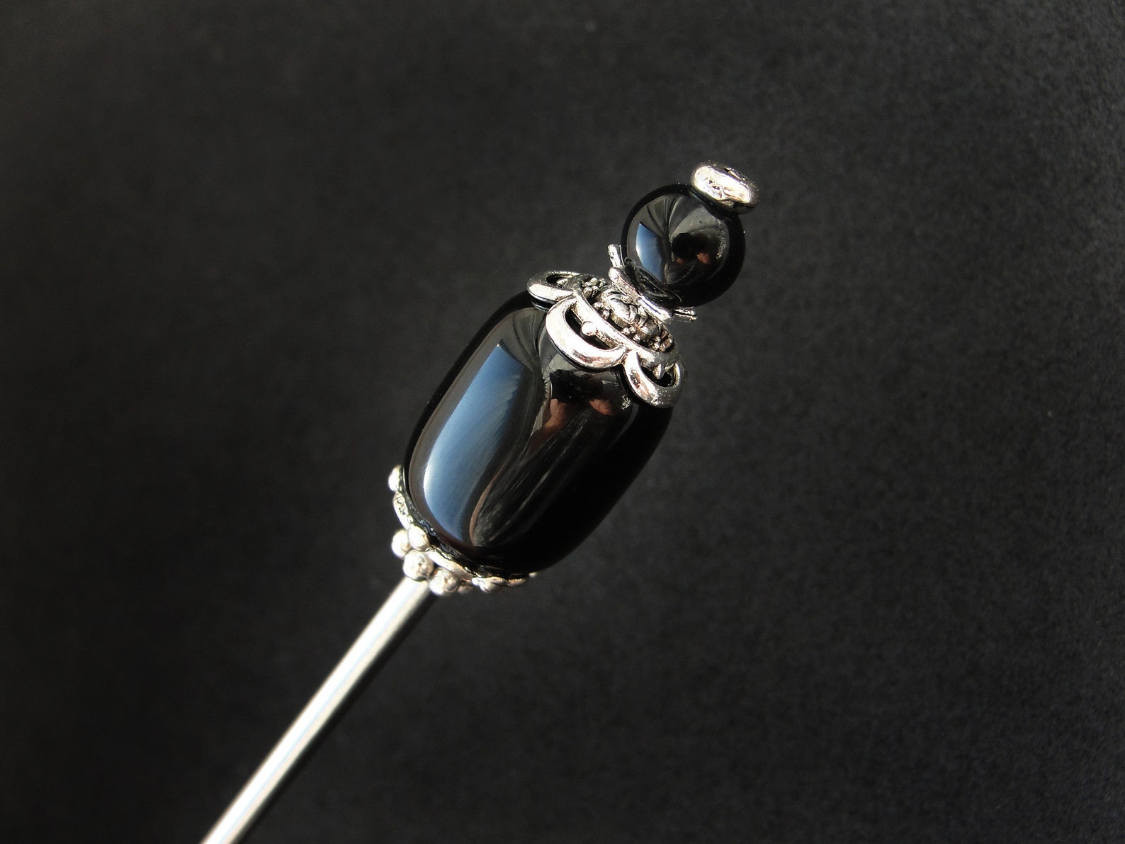 Black tama kanzashi hairpin asian pick japanese hair stick Etsy