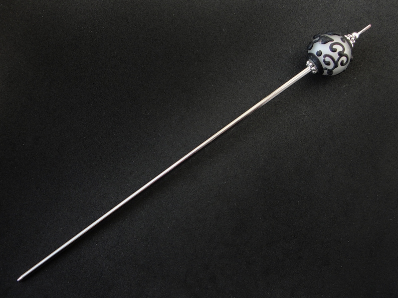 White black tama kanzashi hairpin asian pick japanese hair stick geisha hair piece orient jewellery hair slide ornament decoration gift idea