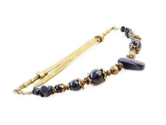 Japanese Katana Hair Sticks With Blue Goldstone Kanzashi Etsy
