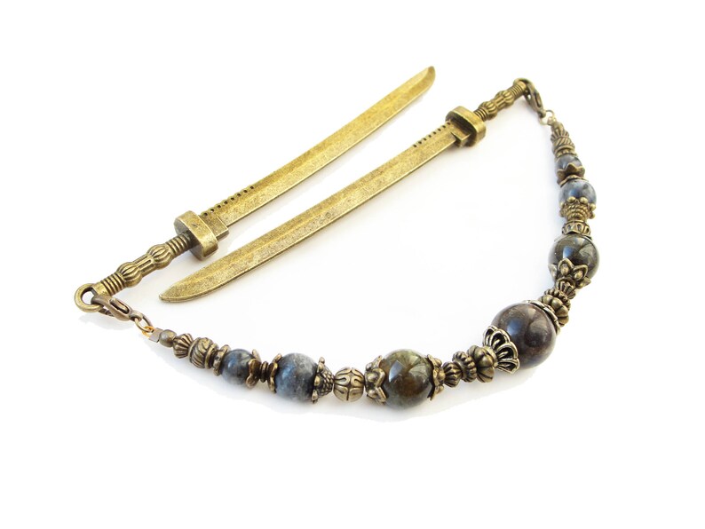 Japanese Katana Hair Sticks With Labradorite Kanzashi Japan Etsy