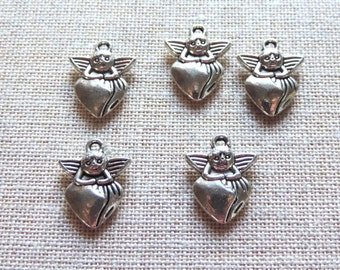 Cherub Charms  X 5.  Fairy Charms. Antique Tibetan Silver Tone.  UK Seller