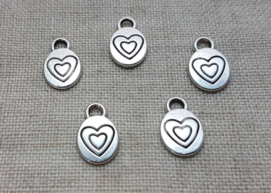 Heart Charms X 5. Love Charms. Valentines Charms. Antique Etsy