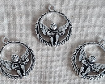 Archangel Charms x 3. Lucifer Charms. Cherub Charms. Sandalphon Charms. Music Angel Charms.  Antique Tibetan Silver Tone. UK Seller