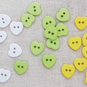 Heart Buttons X 10. Valentines Buttons. 2 Hole Buttons. Plastic Buttons. Mixed Colours. UK Seller image 2