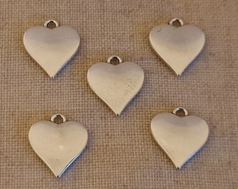 Heart Charms x 5. .Love Charms. Romance Charms. Valentines Day Charms.  Antique Tibetan Silver Tone. UK Seller