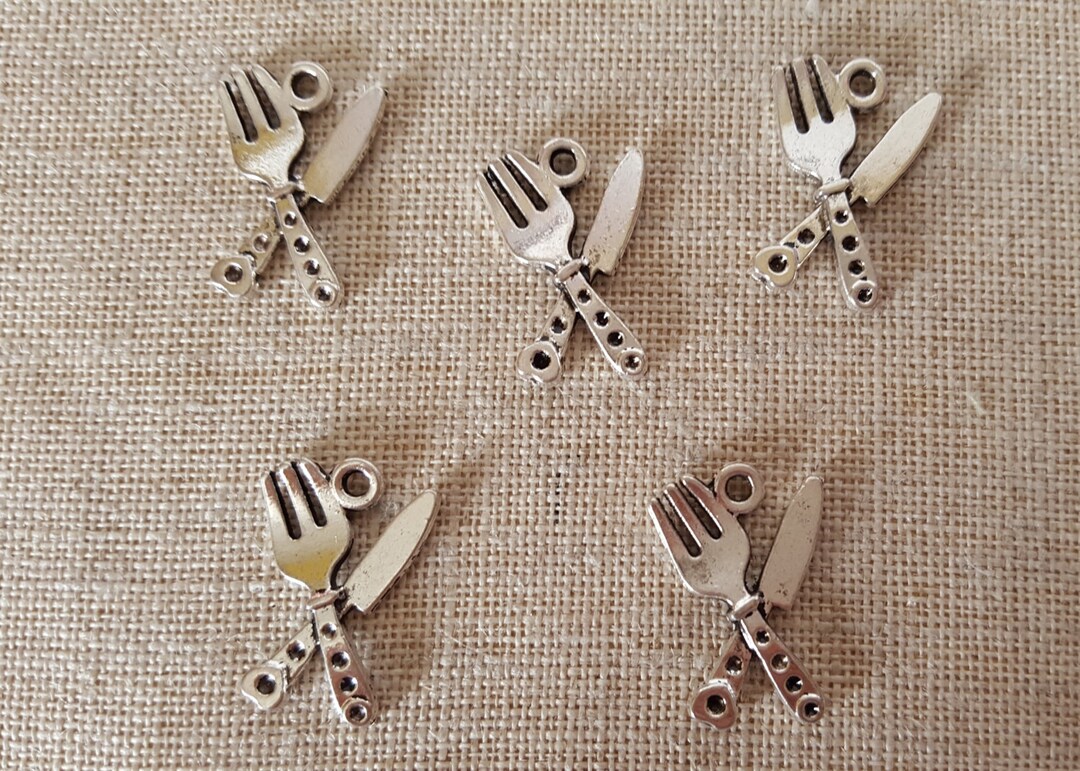 Cutlery Charms X 5. Knife and Fork Charms. Cooking Charms. Kitchen