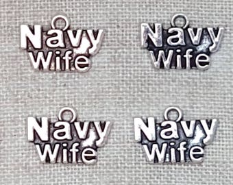 Navy Wife Charms  x 4.  Military Charms. Soldier Charms. Vetran Charms. Tibetan Silver. UK Seller