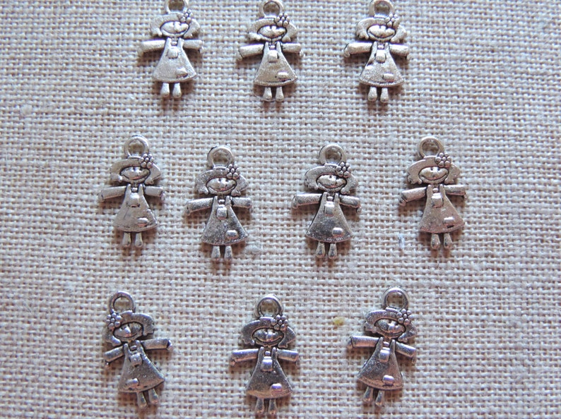 School Girl Charms X 10 Doll Charms. Tibetan Silver Tone. UK Etsy