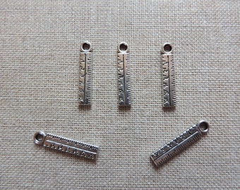 Ruler Charms x 5.  Tibetan Silver Tone.  UK Seller