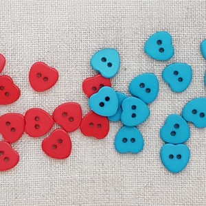 Heart Buttons X 10. Valentines Buttons. 2 Hole Buttons. Plastic Buttons. Mixed Colours. UK Seller image 3