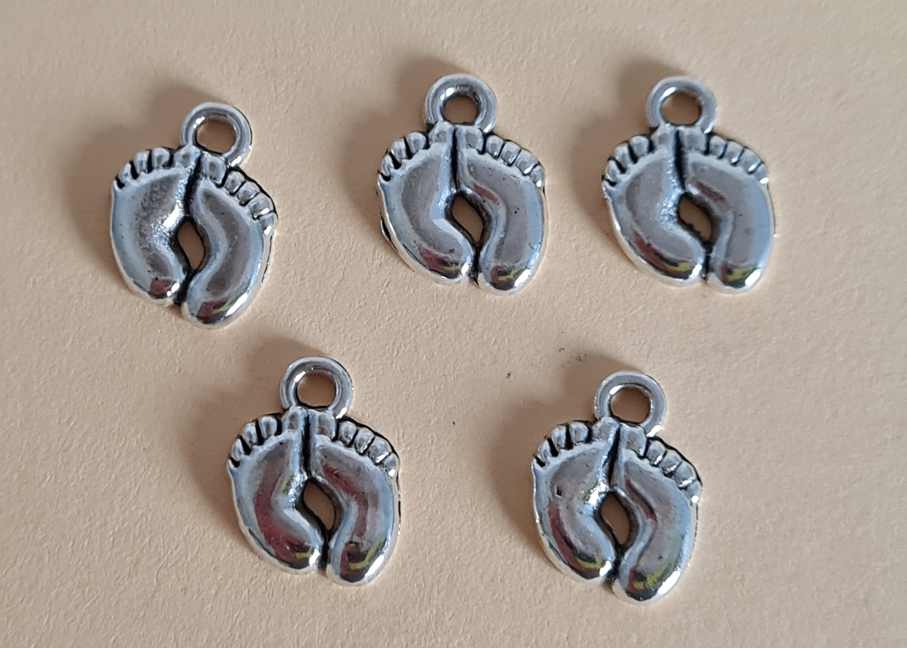 Charms X 5. Foot Print Charms. Baby Shower Charms. Etsy