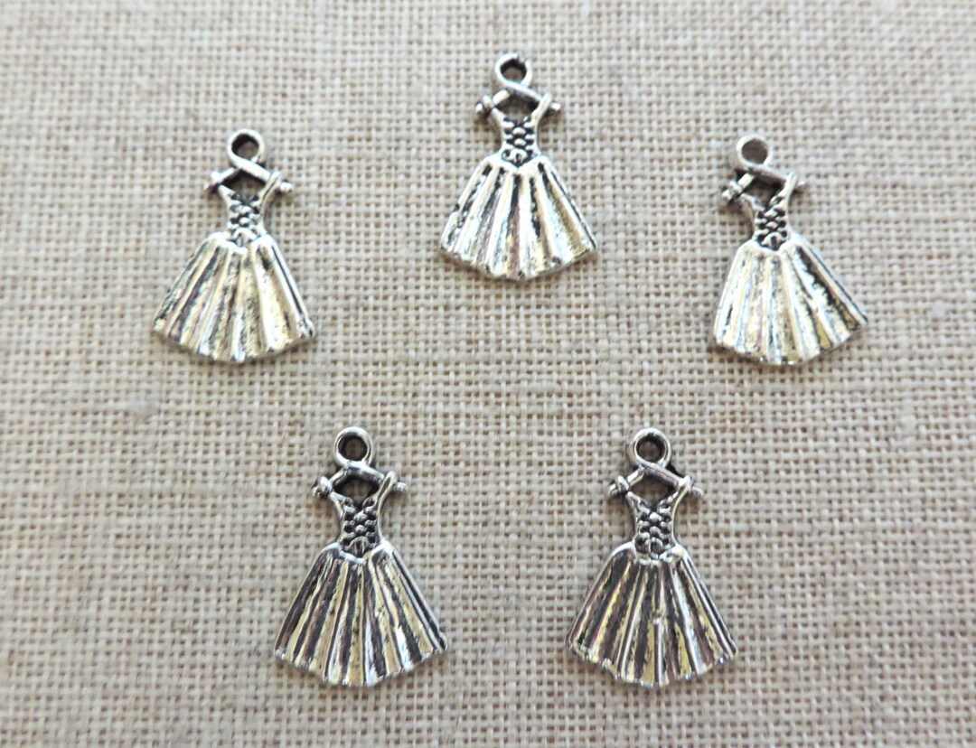 Dress Charms X 5. Ladies Charms. Ball Gown Charms. Tibetan Silver Tone