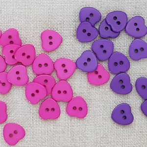 Heart Buttons X 10. Valentines Buttons. 2 Hole Buttons. Plastic Buttons. Mixed Colours. UK Seller image 4