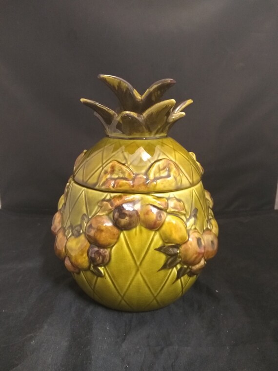 1965 Los Angeles Pottery Pineapple Cookie Jar Mid Century Etsy