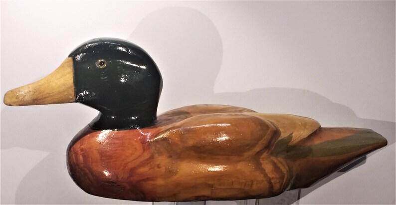 Hand Carved And Hand Painted Wooden Duck Wooden Duck Decor Etsy