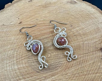 Statement earrings, made with agate beads