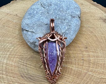 Stichtite pendant wrapped in copper