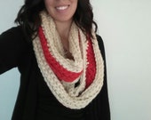 Pumpkin Cream Crochet Infinity Scarf, Orange and Tan Scarf, Stripe Scarf // Monday Hues