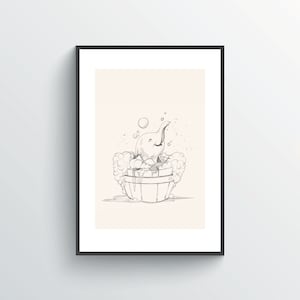 Baby Dumbo Bath Time - Disney Inspired Sketch Art Print