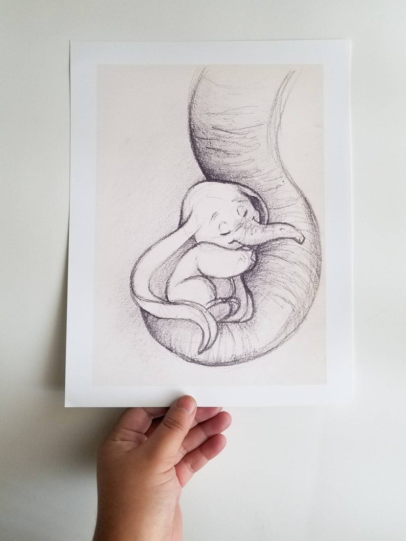 Baby Dumbo/Elephant Inspired Sketch Nursery Art Decor image 7