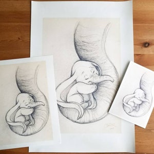 Baby Dumbo/Elephant Inspired Sketch Nursery Art Decor image 8