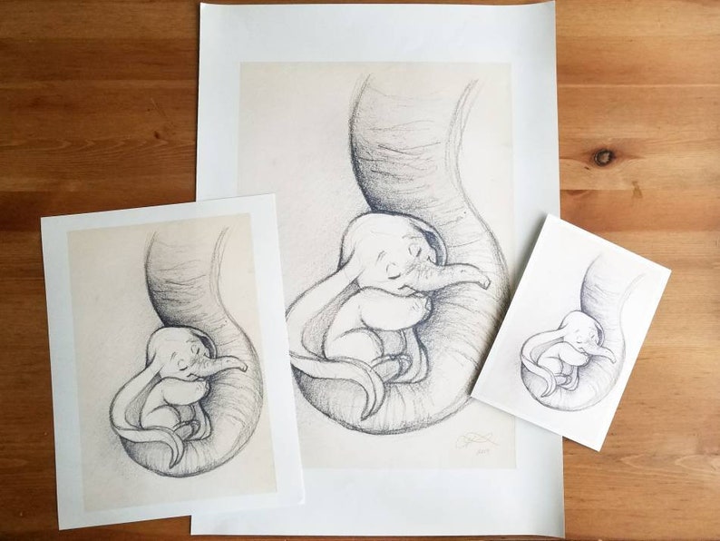 Baby Dumbo/Elephant Inspired Sketch Nursery Art Decor image 8