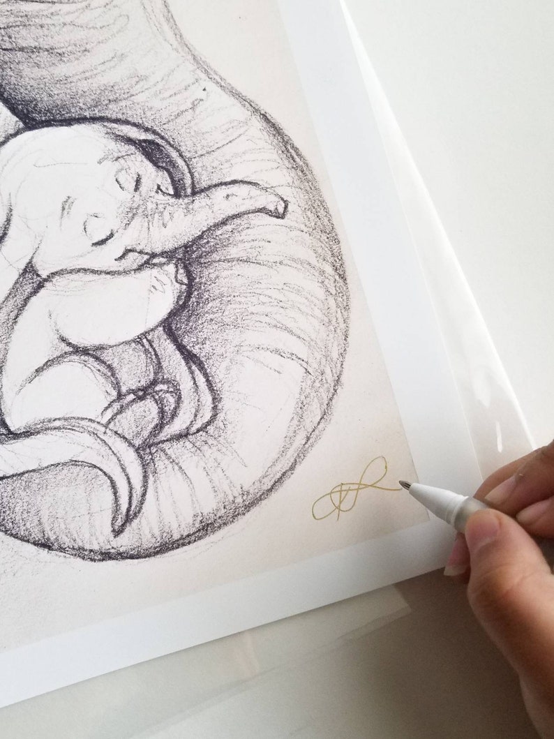 Baby Dumbo/Elephant Inspired Sketch Nursery Art Decor image 5