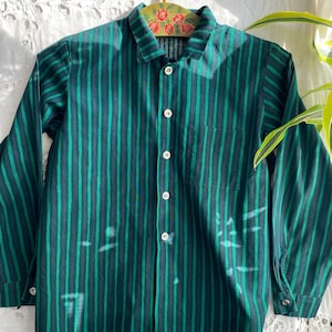 Marimekko green striped shirt long sleeve child shirt