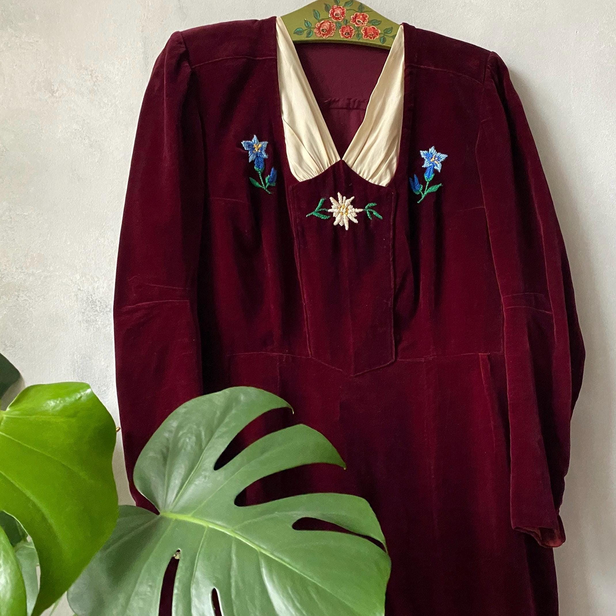 Floral Velvet Dress - Etsy