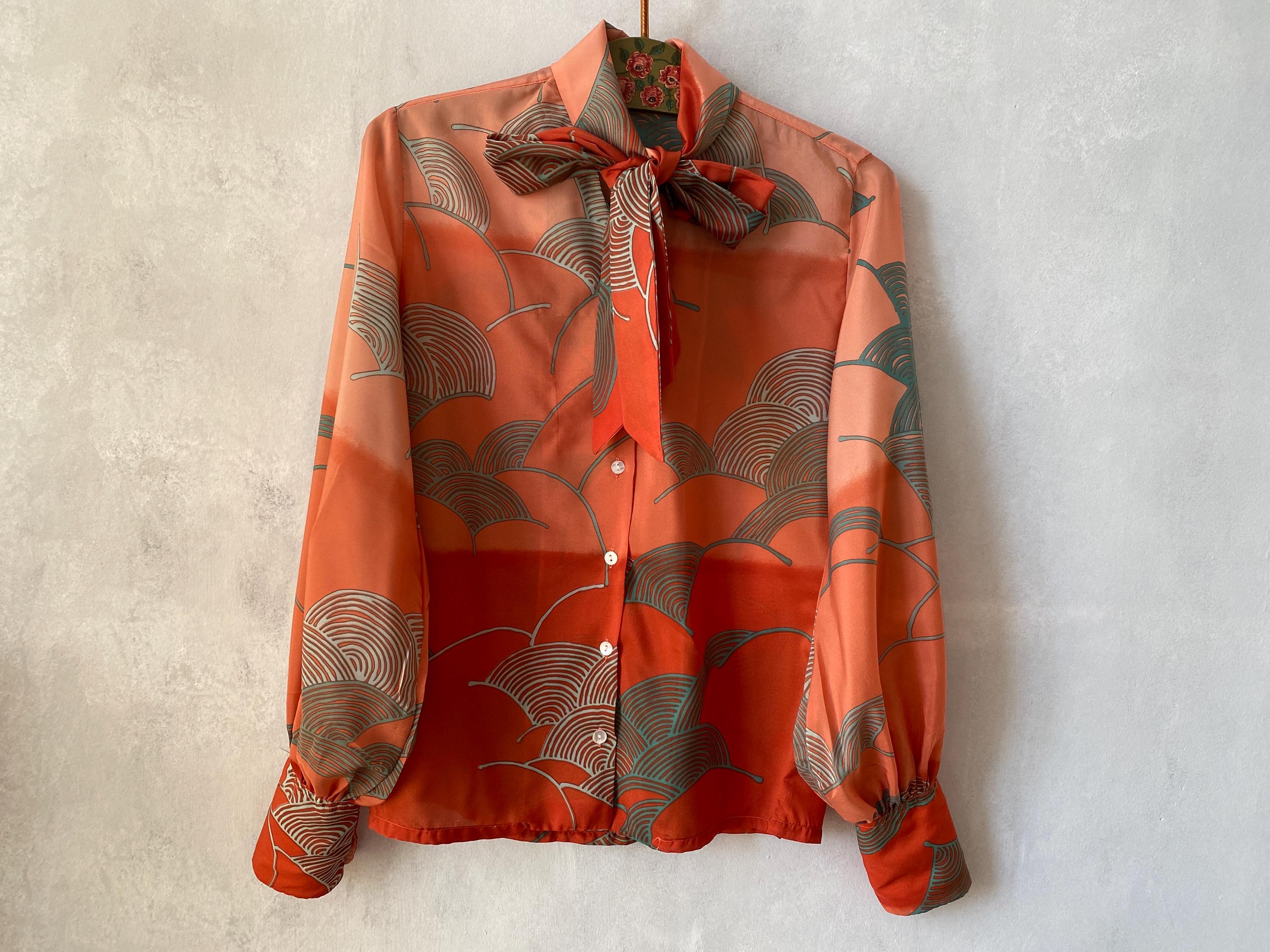 ✴︎Mille Jovo様Vintage スカート✴︎1950年代とblouse* Max Aviland Paris Vintage 70s Japanese Wave Print Blouse
