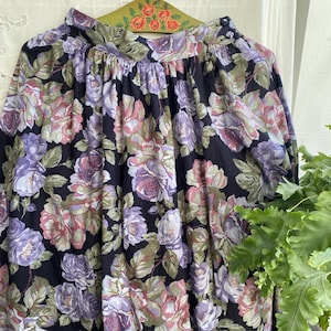 Laura Ashley Original 80er 90er Vintage schwarzer Blumen Rock Viktorianer Stil Midi Rock small