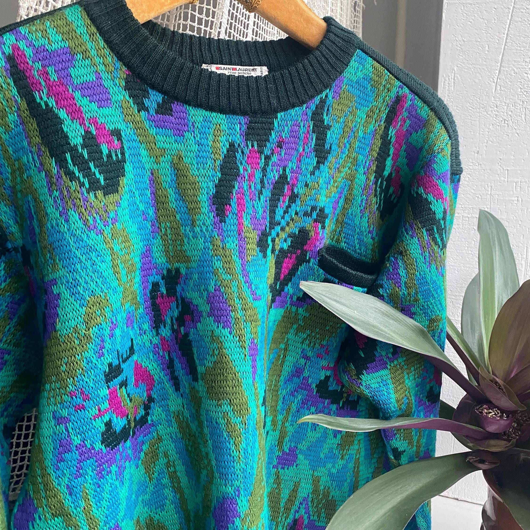 Yves Saint Laurent YSL Rive Gauche 80s 90s Vintage Floral Sweater