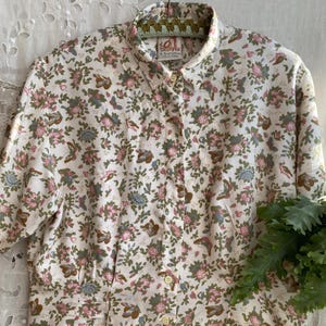 Vintage 80s 90s two piece set blouse and skirt floral ditsy blouse maxi skirt with pockets small medium