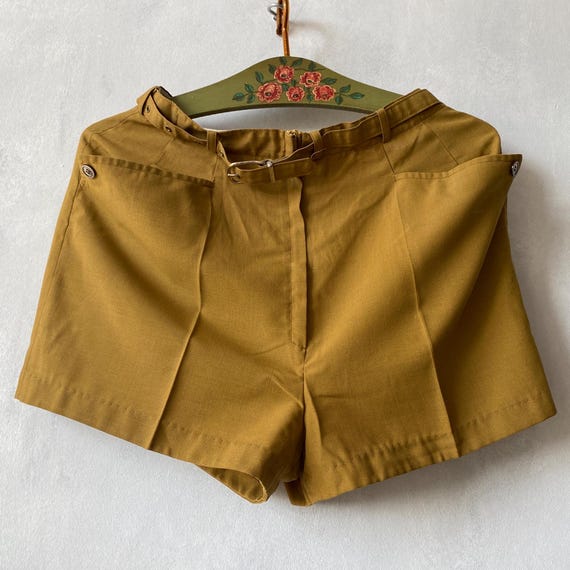 Vintage 60s Mustard Yellow High Waist Shorts Mod Gogo Baby  display picture 3
