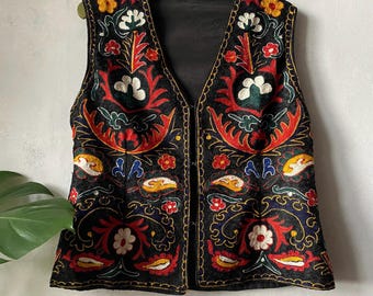 gilet afghan vintage brodé floral gilet ottoman Boho Hippie Festival moyen