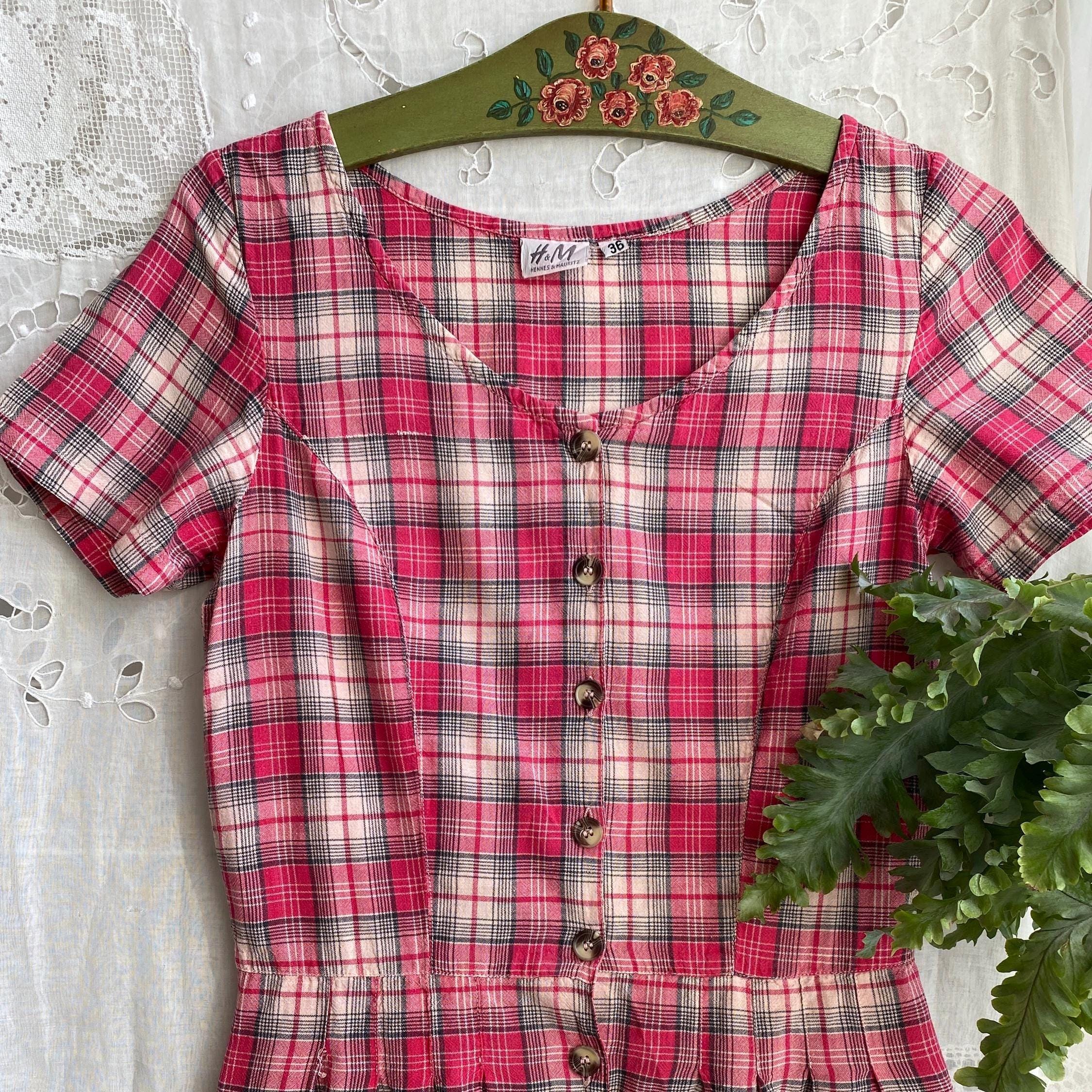 Robe Longue En Velours Brodé à Carreaux Tartan - Style Prairie - Taille 16 - COUNTRY WEAR