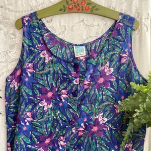 Anokhi 80s Vintage floral jumpsuit sleeveless drop waist gauze jumpsuit tropical romper overall small medium large